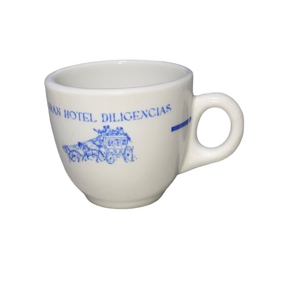 Gran Hotel Diligencias Porcelain Espresso Cup White & Blue - Picture 2 of 6